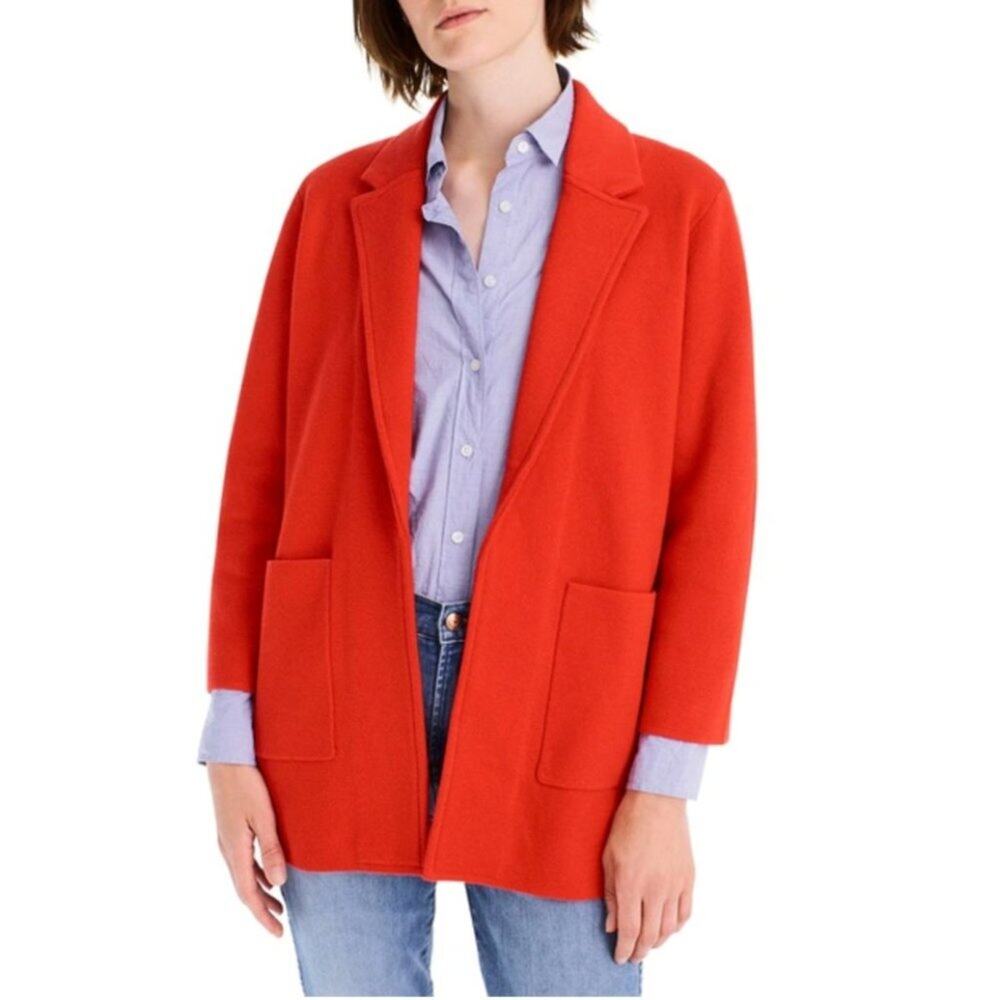 J. Crew Sophie Open-Front Sweater-Blazer in Bright Cerise